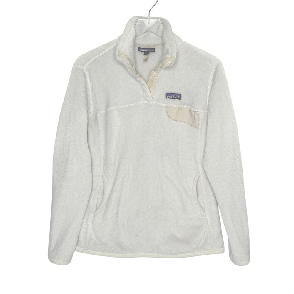 Patagonia Re Tool Snap T Pullover Fleece Jacket L Womens Off White Snap Placket